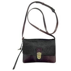 Patricia Nash Calf Hair Leather Lanza‎ Crossbody Bag in Brown Western